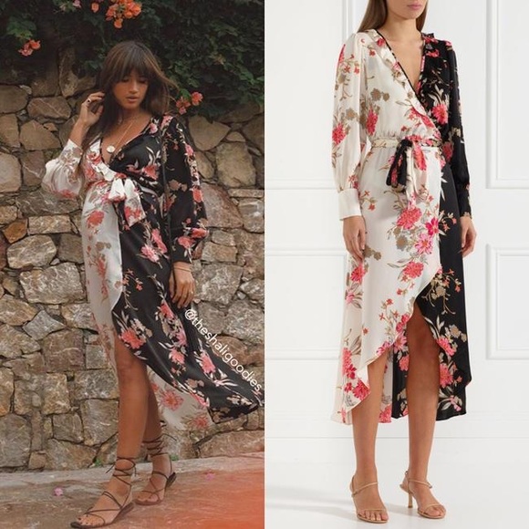 Misa Los Angeles Tabitha Satin Printed Wrap Dress - Picture 7 of 7